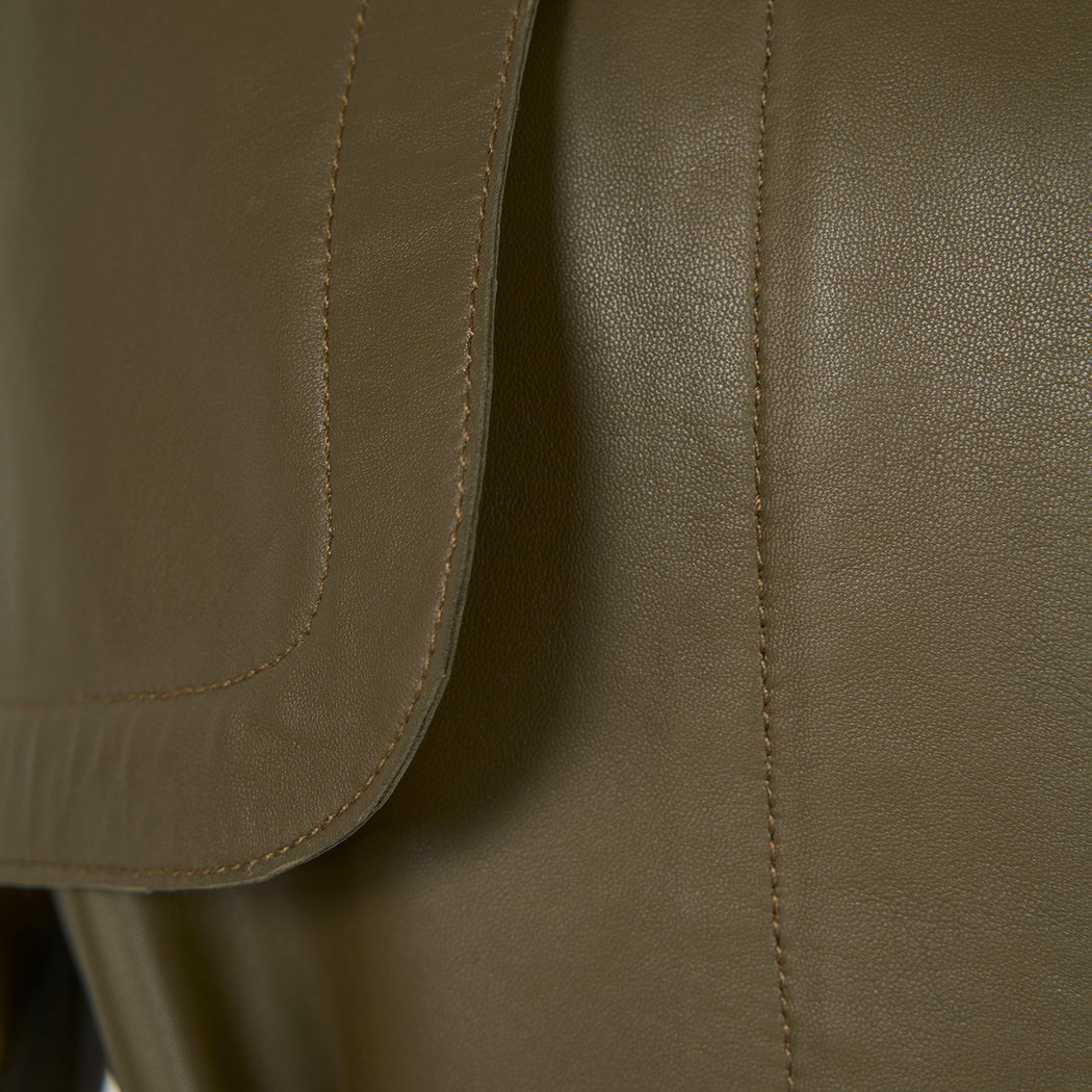 Kelly Yeşil Kadın Deri Trençkot