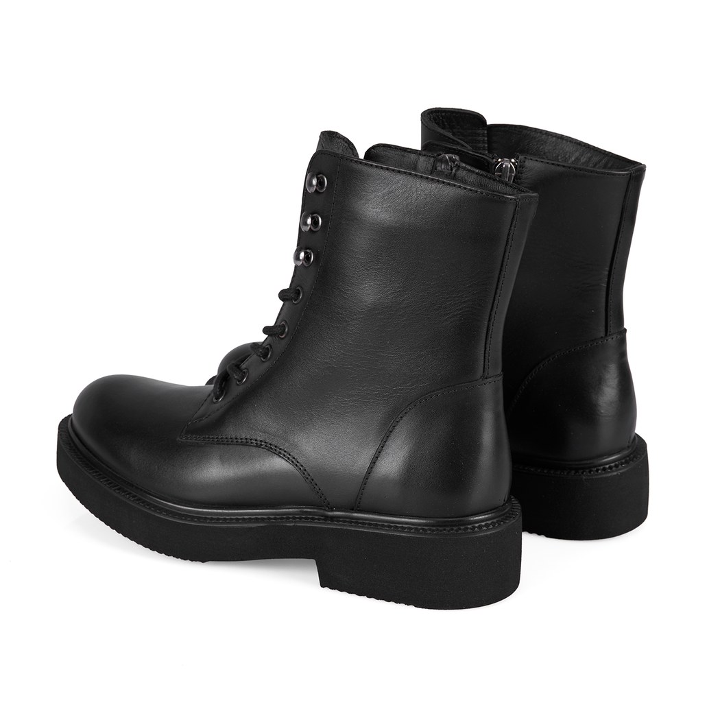 Kenia Siyah Kadın Fermuarlı Deri Bot