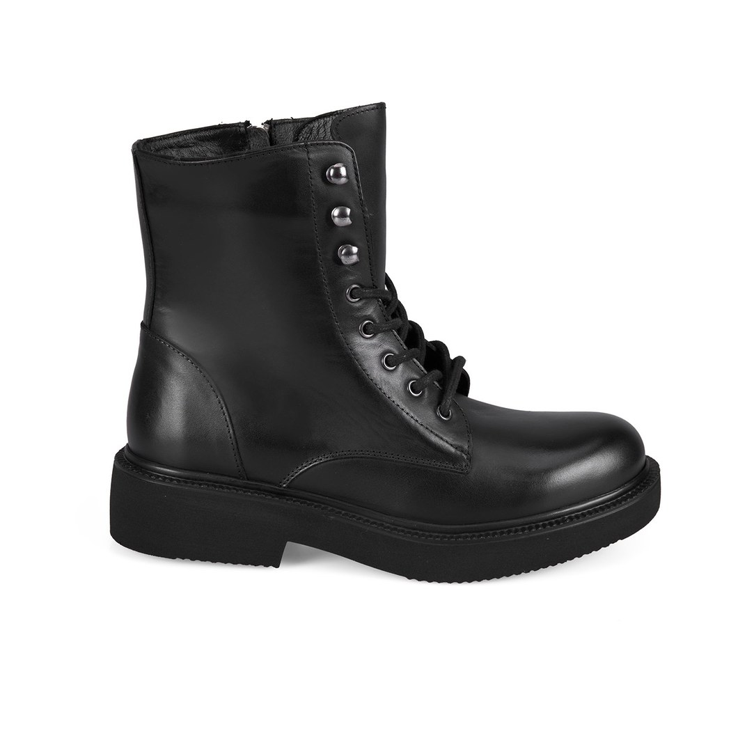 Kenia Siyah Kadın Fermuarlı Deri Bot