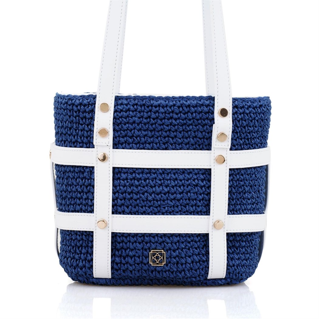 Kenyon Lacivert Kadın Hasır Omuz Çantası