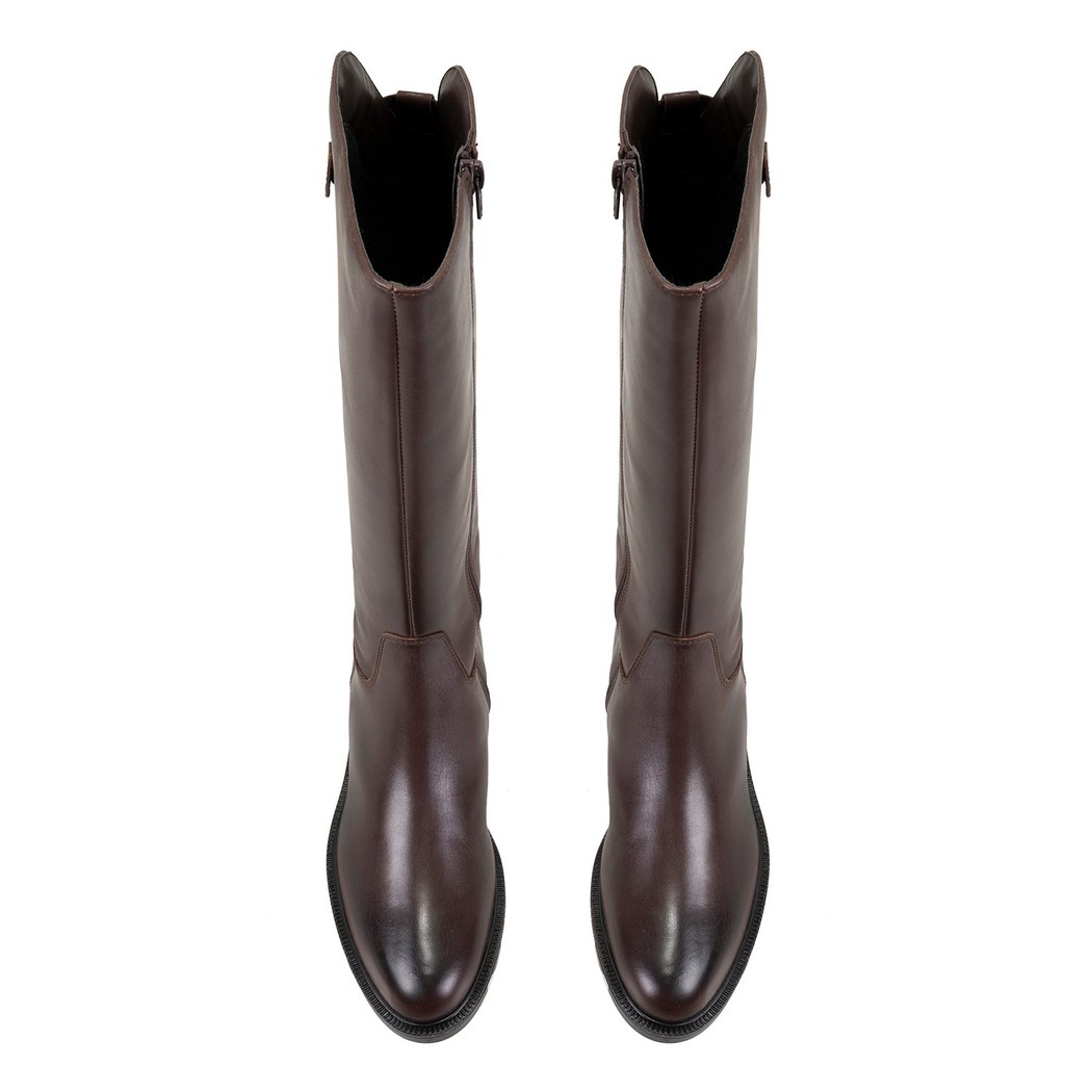 Kiar Koyu Kahve Kadın Deri Çizme