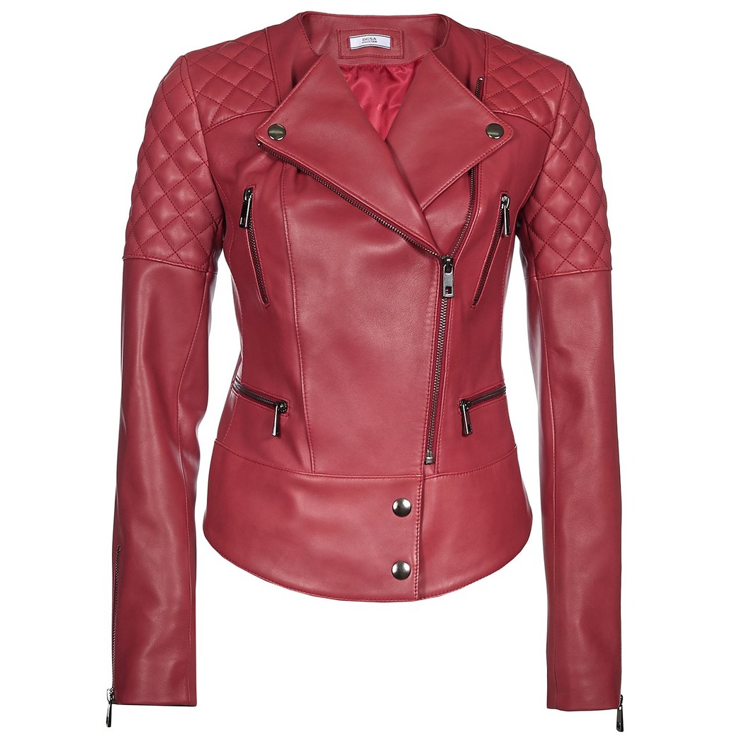 Kırmızı Adonita Kadın Deri Mont