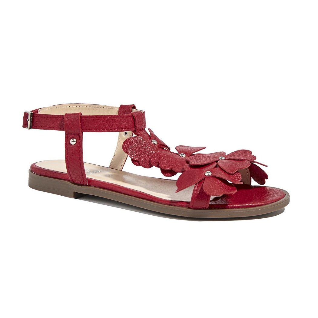Kırmızı Belle Kadın Deri Sandalet