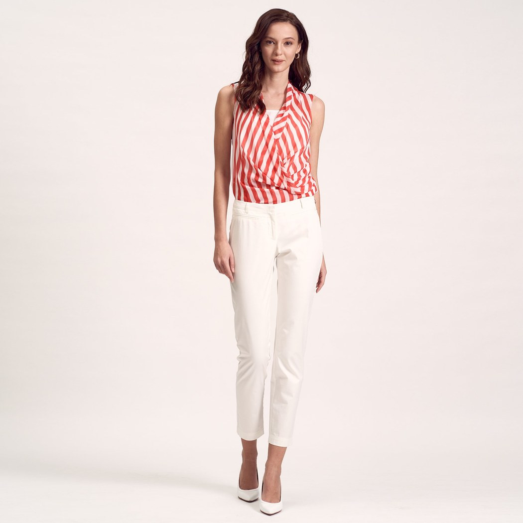 Kırmızı Çizgili Kadın Bluz