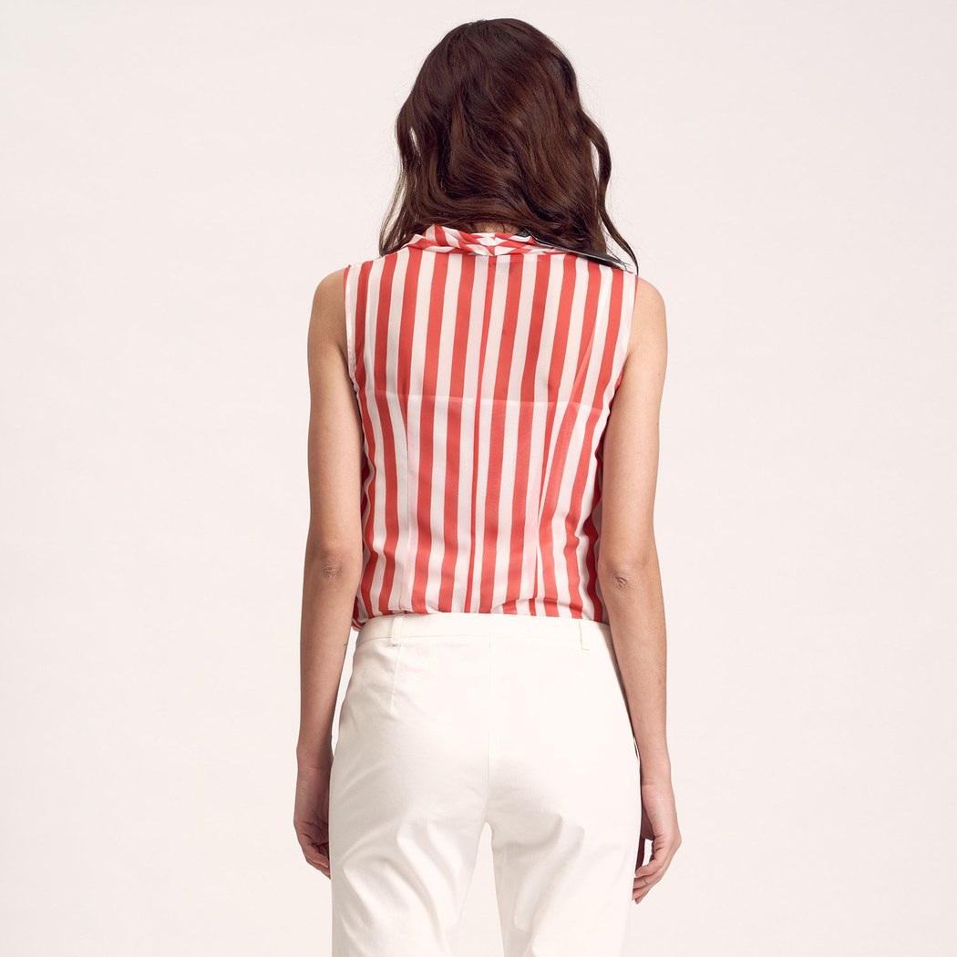 Kırmızı Çizgili Kadın Bluz