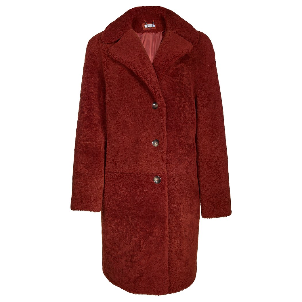 Kırmızı Daria Kadın Kürk Pardösü