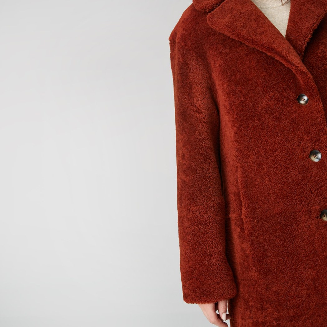 Kırmızı Daria Kadın Kürk Pardösü