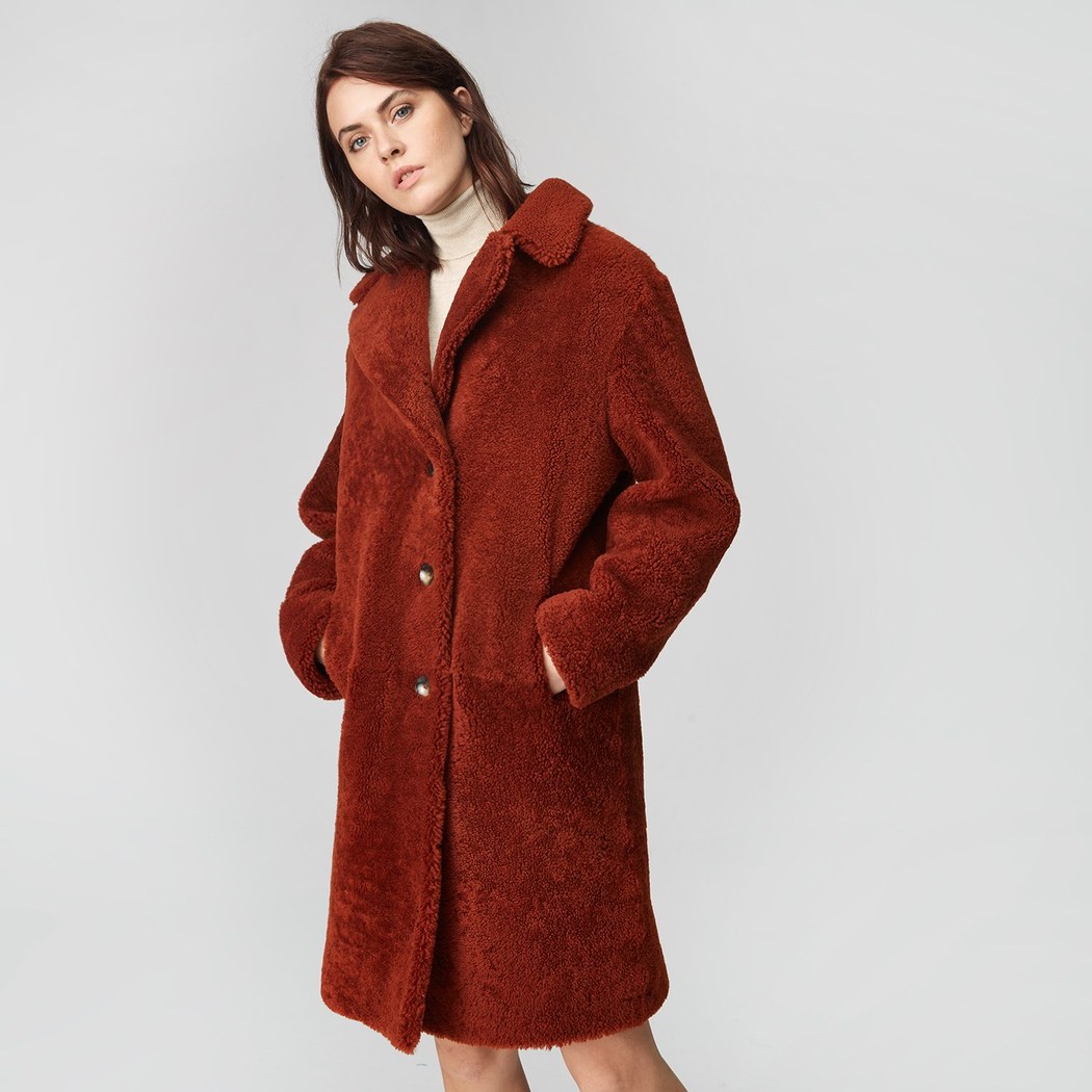 Kırmızı Daria Kadın Kürk Pardösü