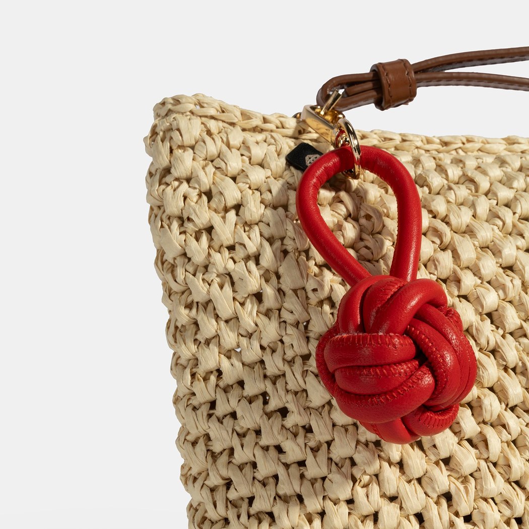 Kırmızı Düğüm Detaylı Deri Anahtarlık