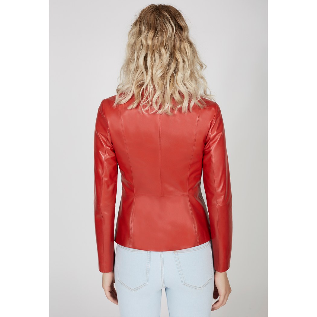 Kırmızı Kathalina Kadın Deri Ceket