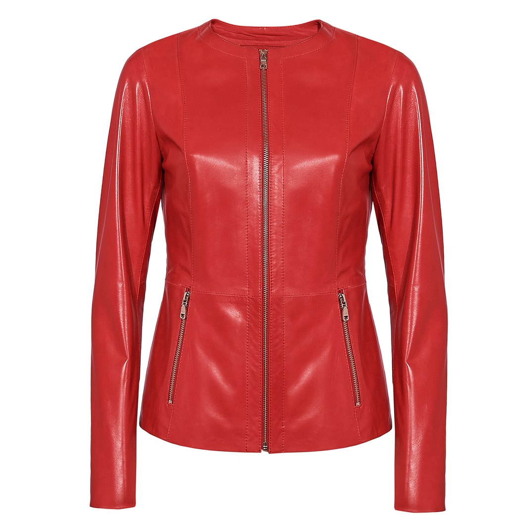 Kırmızı Kathalina Kadın Deri Ceket