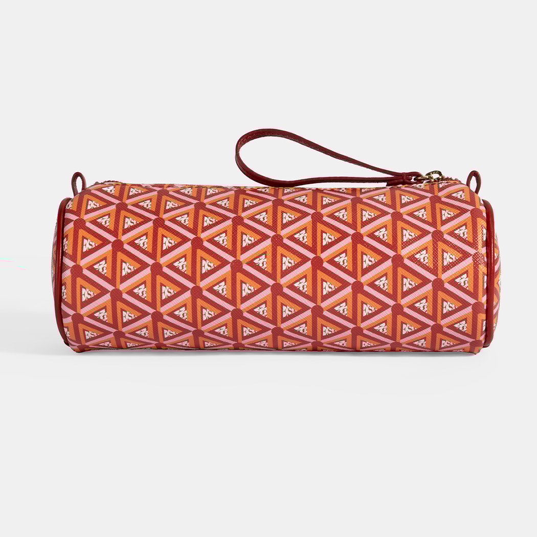 Kırmızı Monogram Desenli Kalemlik/Tıraş/Makyaj Çantası