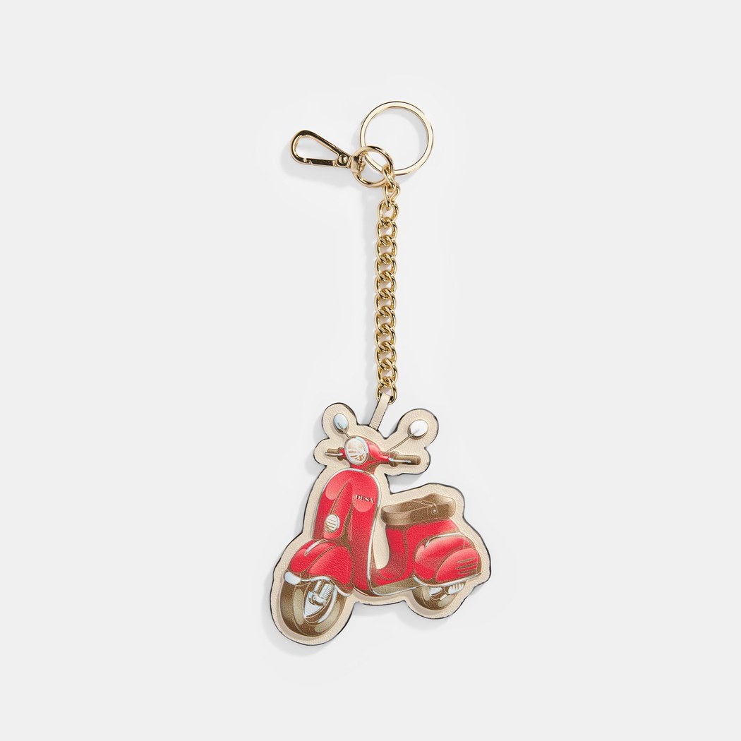 Kırmızı Motorsiklet Figürlü Deri Anahtarlık