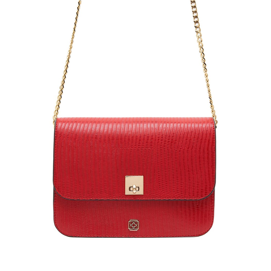 Kırmızı Narcis Zincir Detaylı Kadın Omuz Çantası