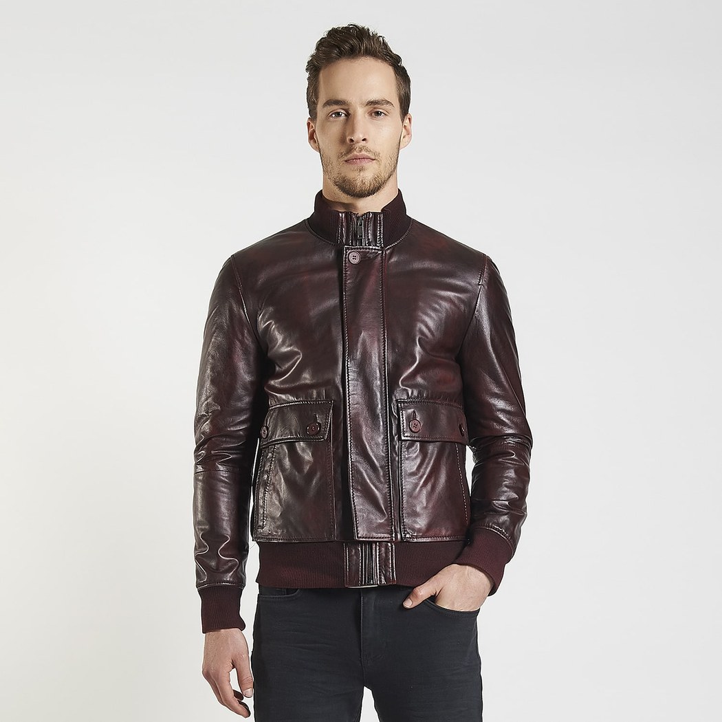 Kırmızı Rufio Erkek Deri Mont