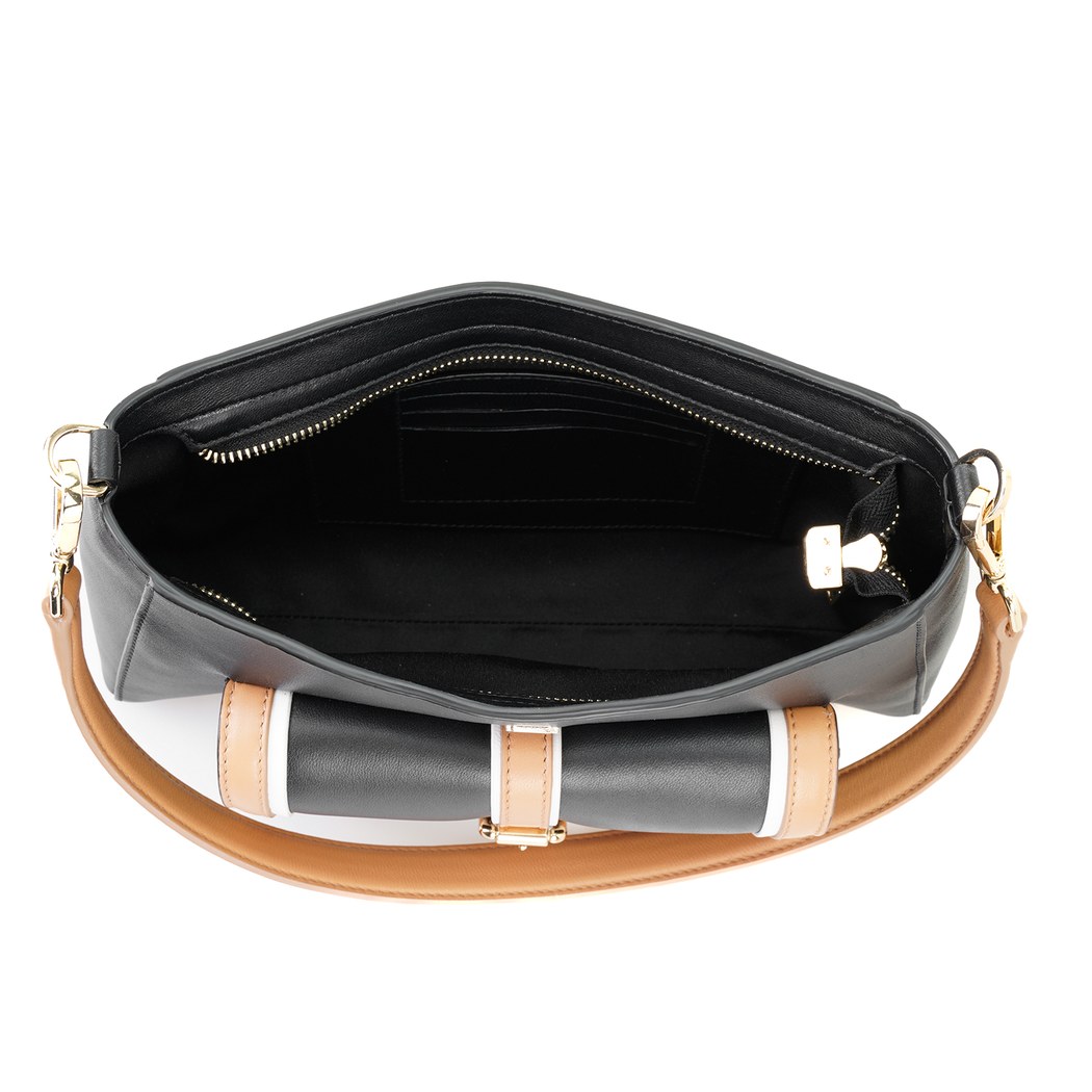 Knospe Siyah Kadın Deri Omuz Çantası