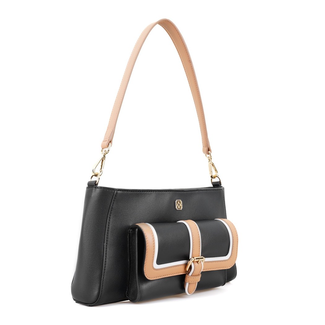 Knospe Siyah Kadın Deri Omuz Çantası