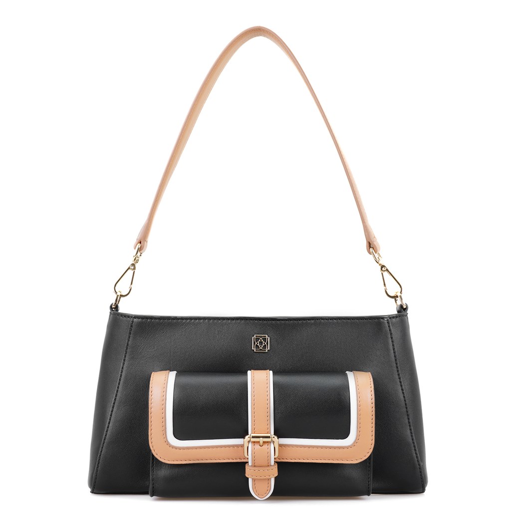 Knospe Siyah Kadın Deri Omuz Çantası