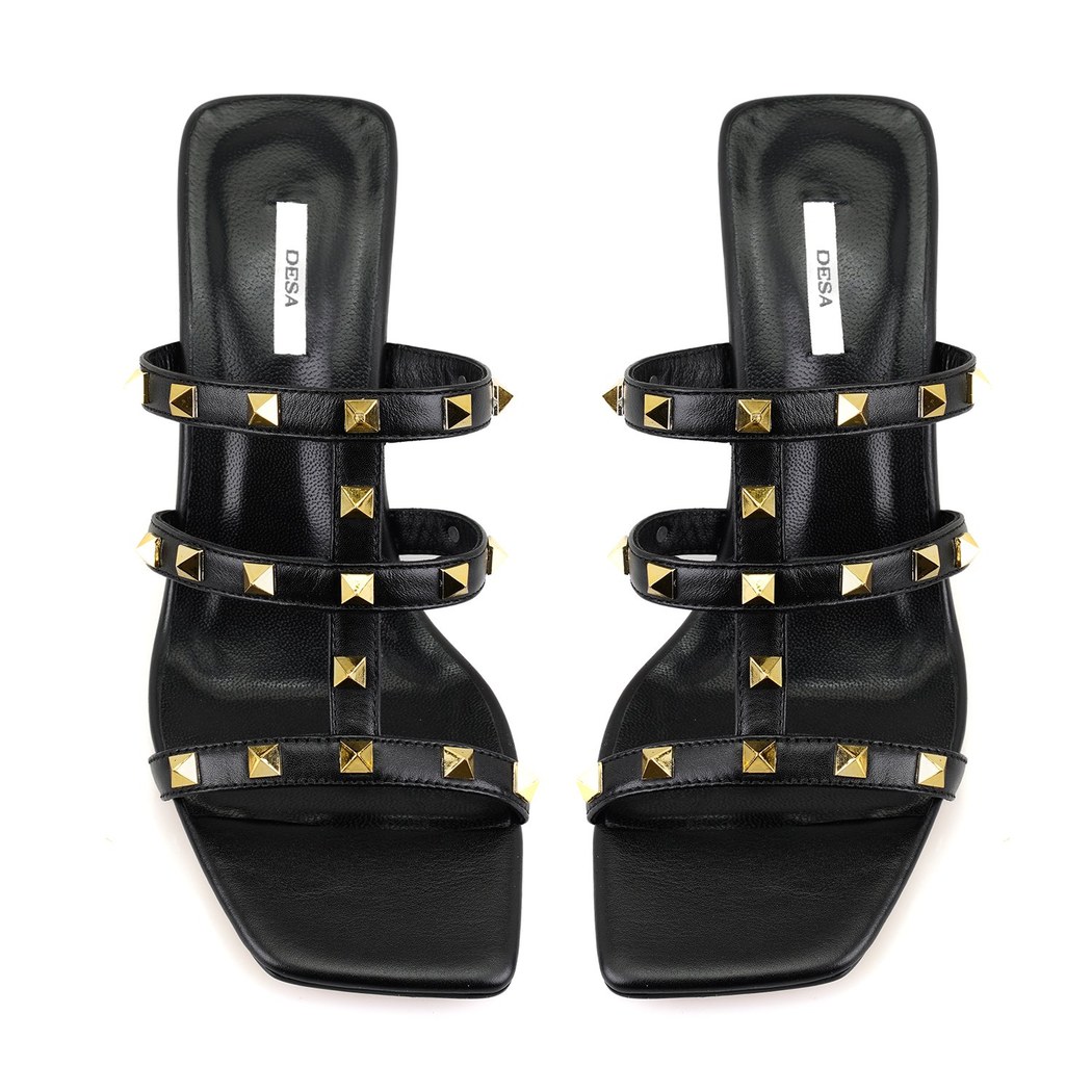 Kristen Siyah Kadın Topuklu Deri Terlik