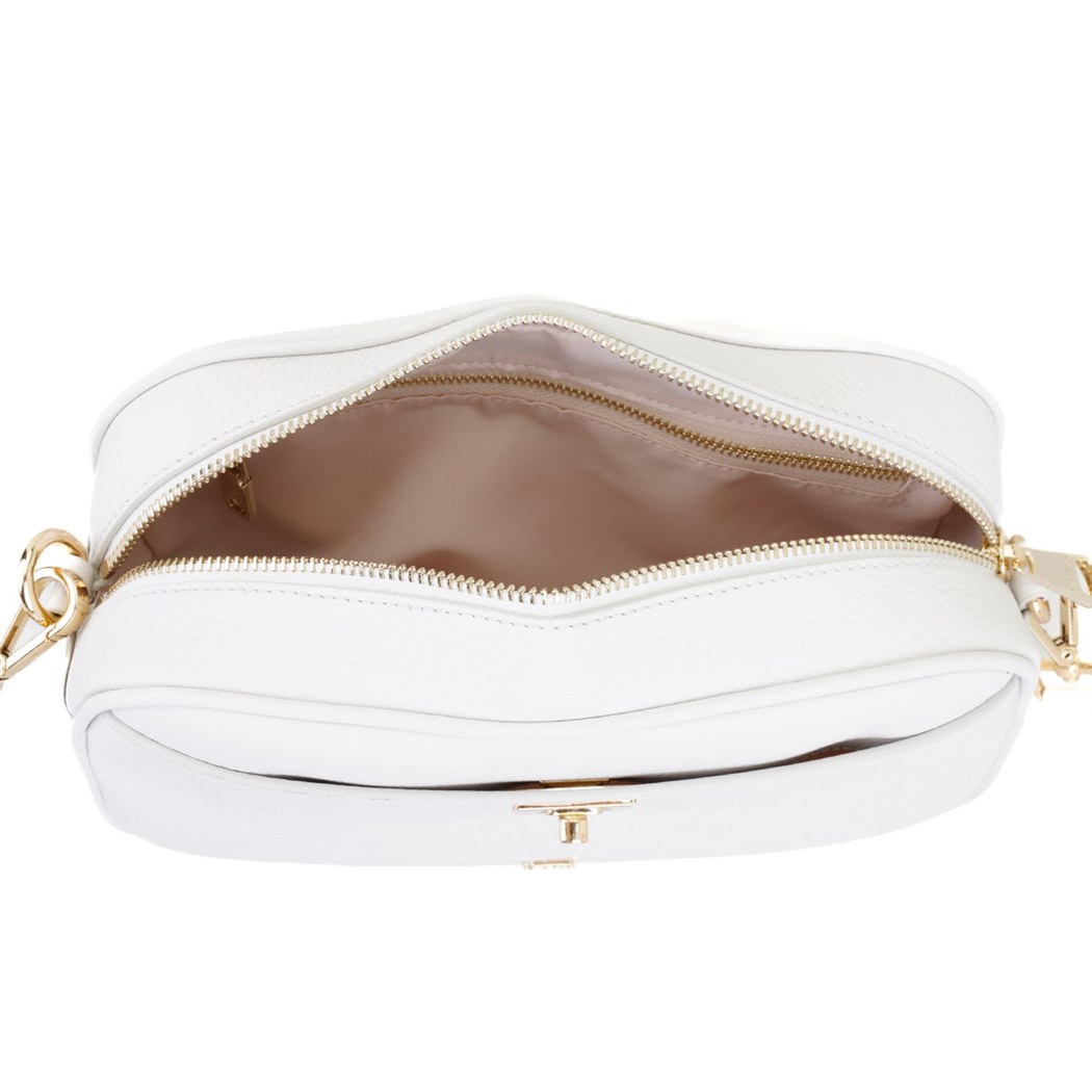 Krokus Beyaz Kadın Deri Postacı Çantası