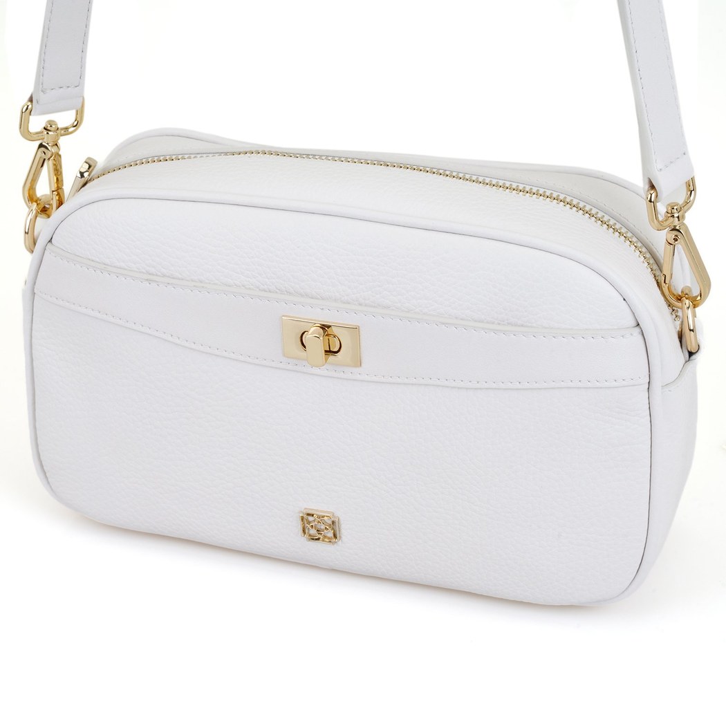 Krokus Beyaz Kadın Deri Postacı Çantası