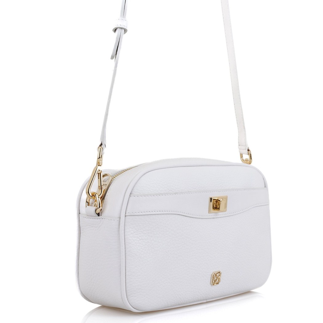 Krokus Beyaz Kadın Deri Postacı Çantası