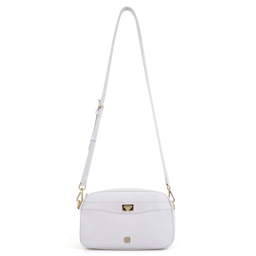 Krokus Beyaz Kadın Deri Postacı Çantası