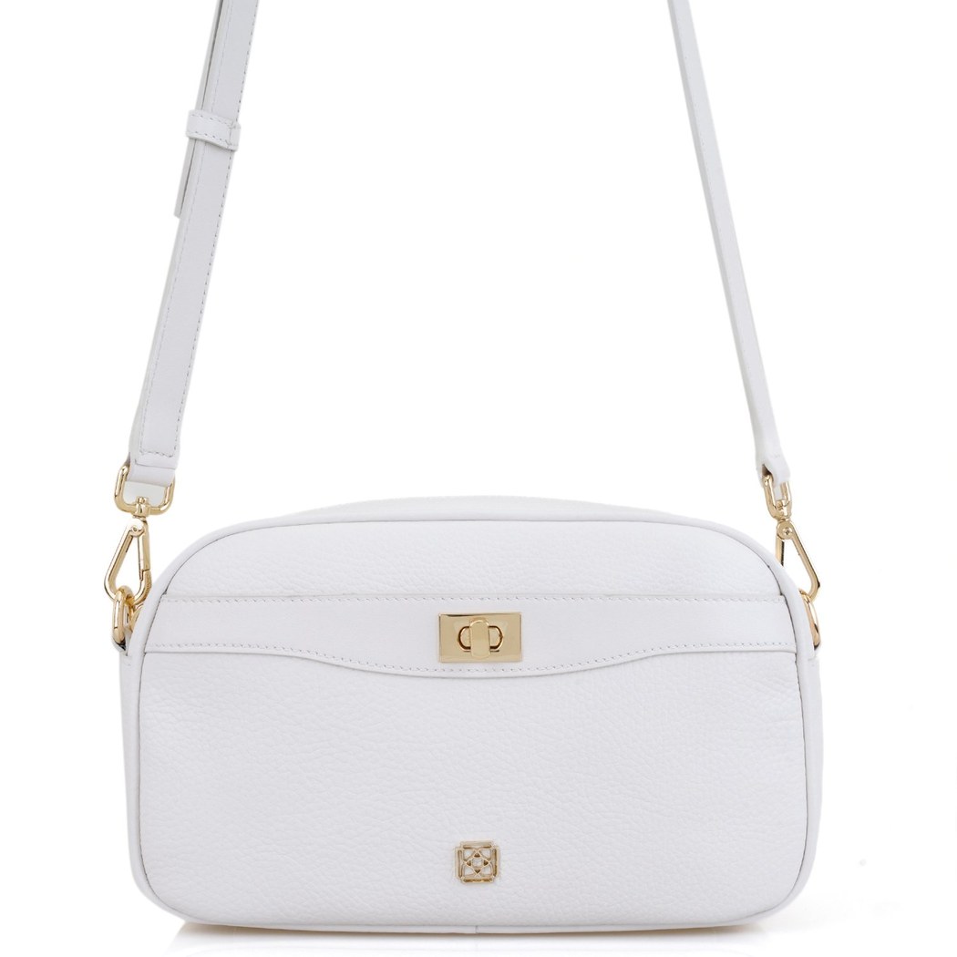 Krokus Beyaz Kadın Deri Postacı Çantası