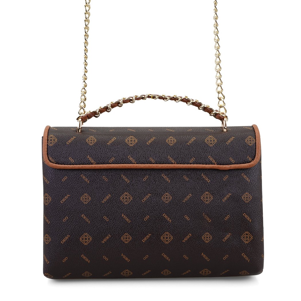 Kyle Kahve Kadın Monogram Deri Omuz Çantası