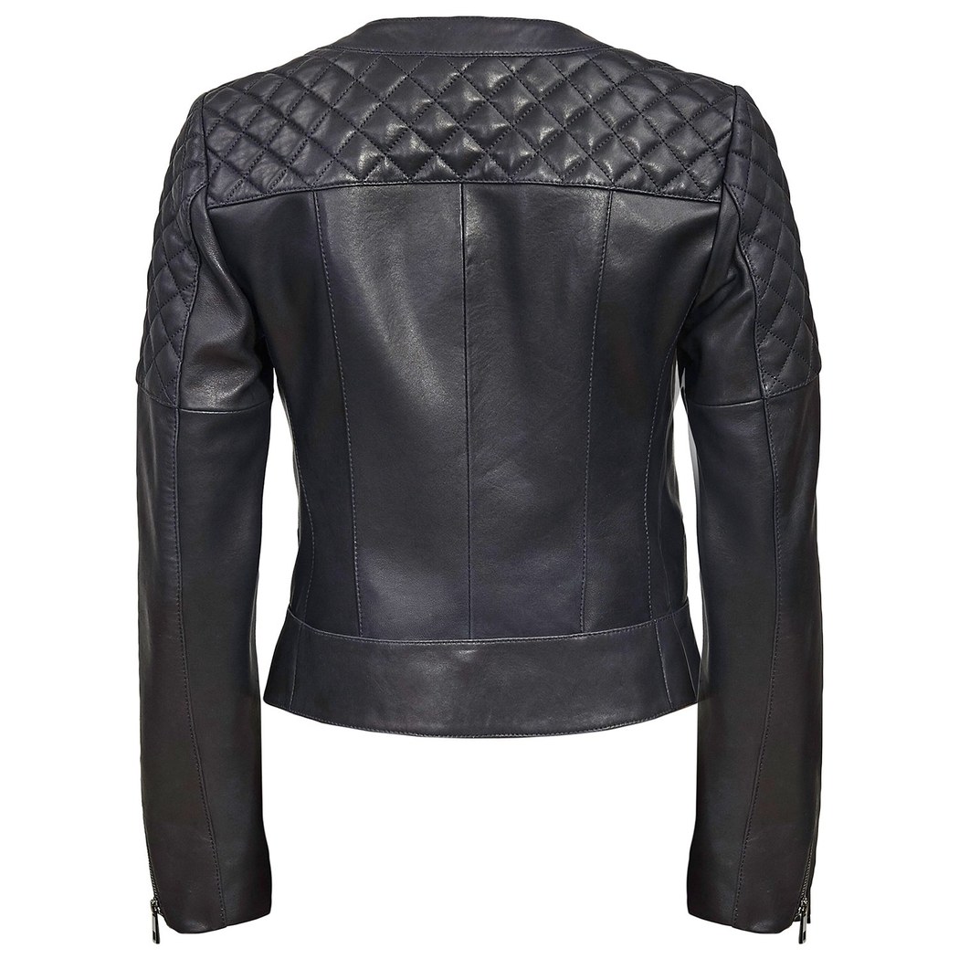 Lacivert Adonita Kadın Deri Mont