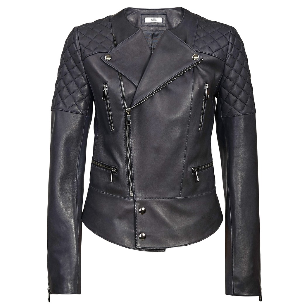 Lacivert Adonita Kadın Deri Mont