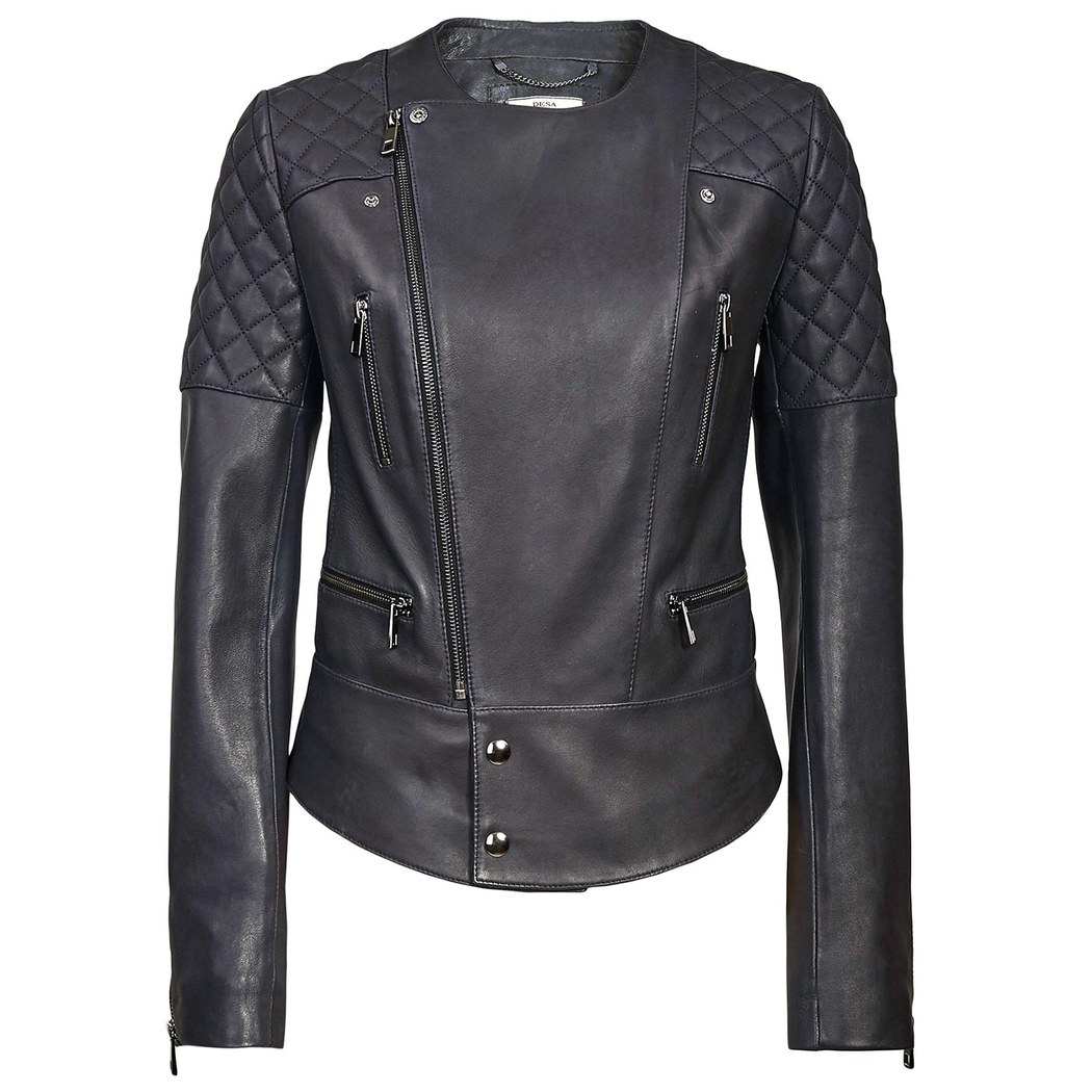 Lacivert Adonita Kadın Deri Mont