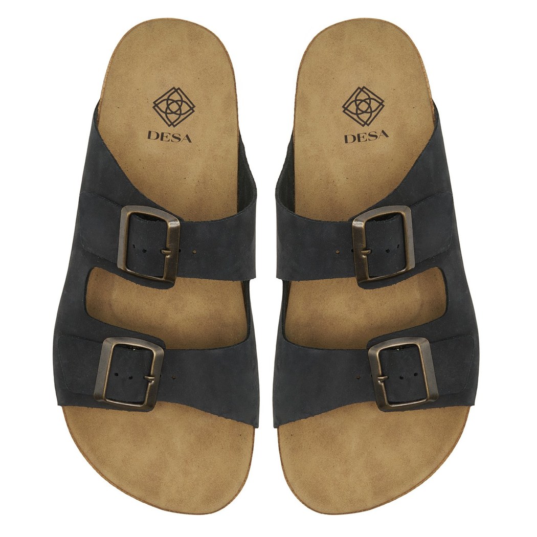 Lacivert Brian Erkek Deri Terlik