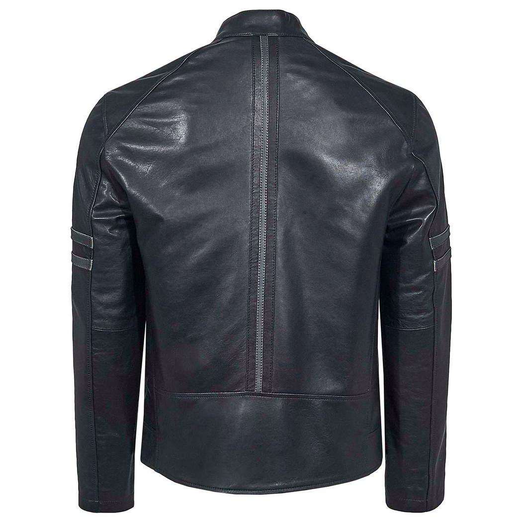 Lacivert Ligne Erkek Deri Mont