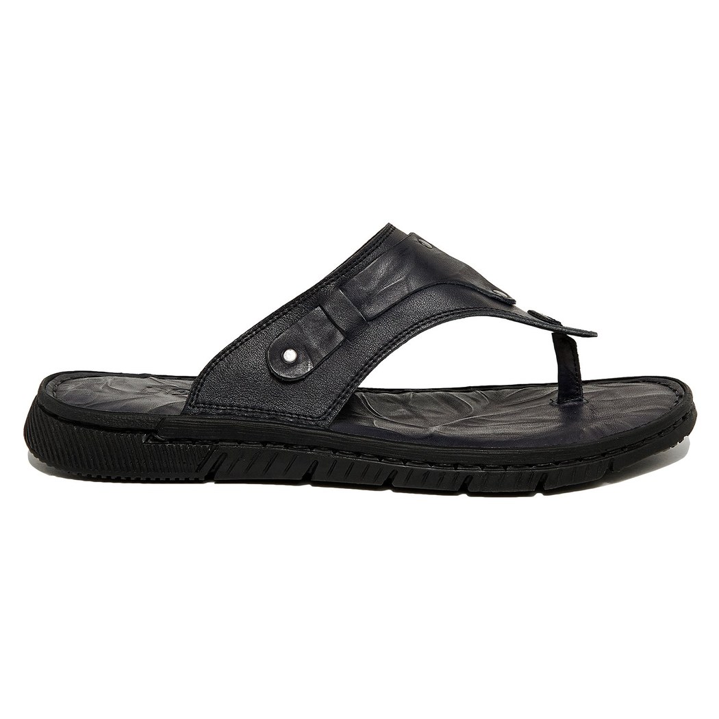 Lacivert Volante Erkek Deri Terlik