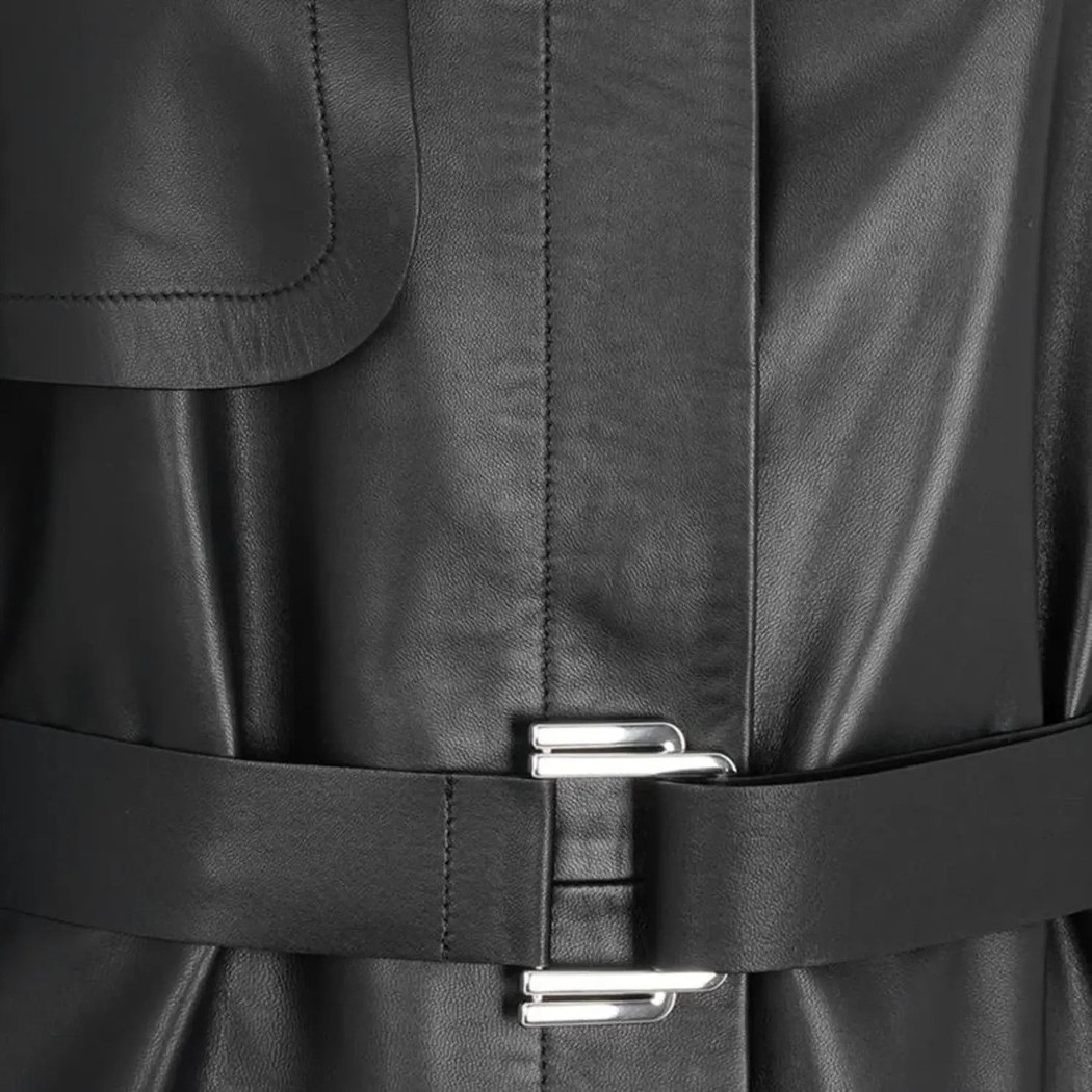 Laira Siyah Kadın Deri Trençkot