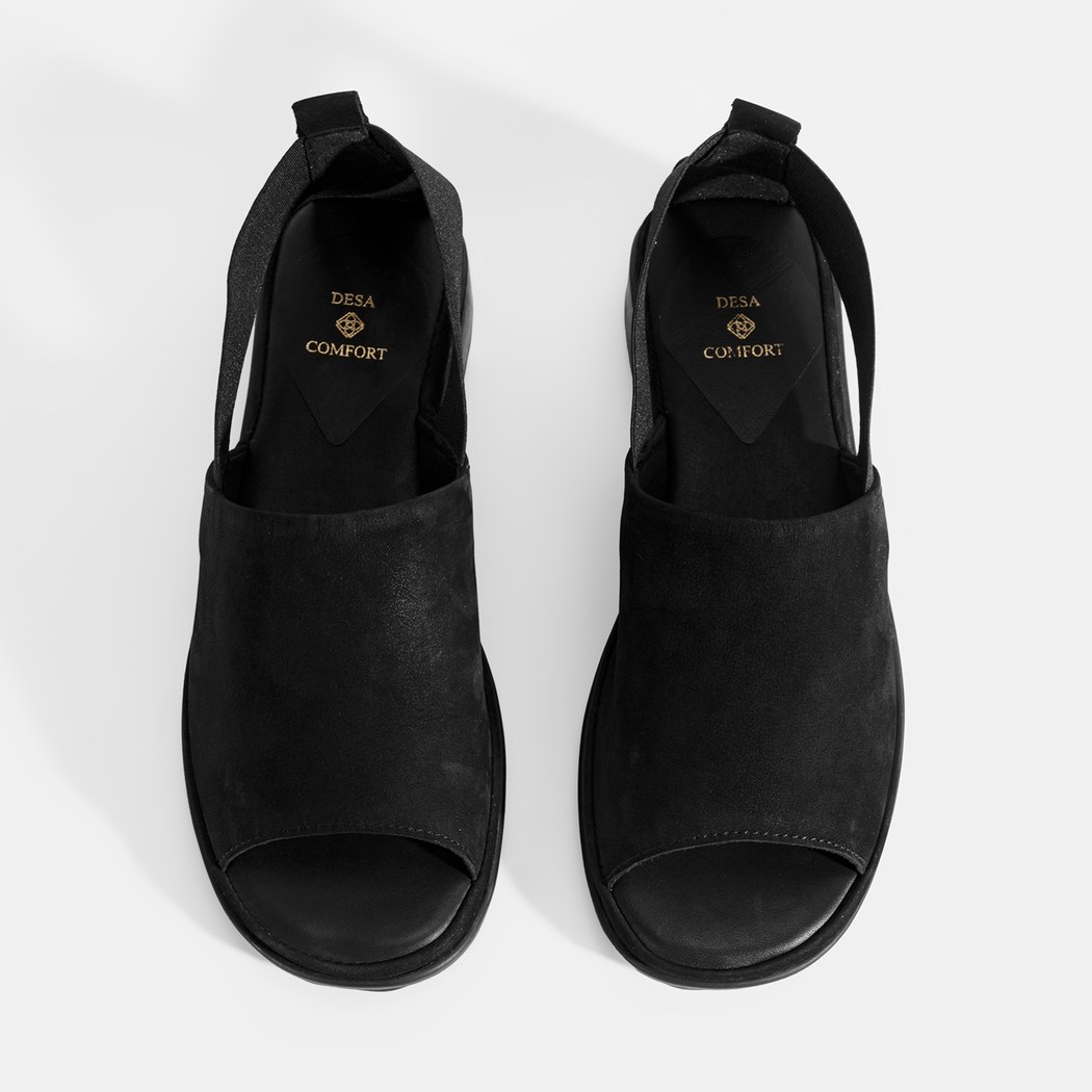 Laney Siyah Kadın Nubuk DesaComfort Deri Sandalet