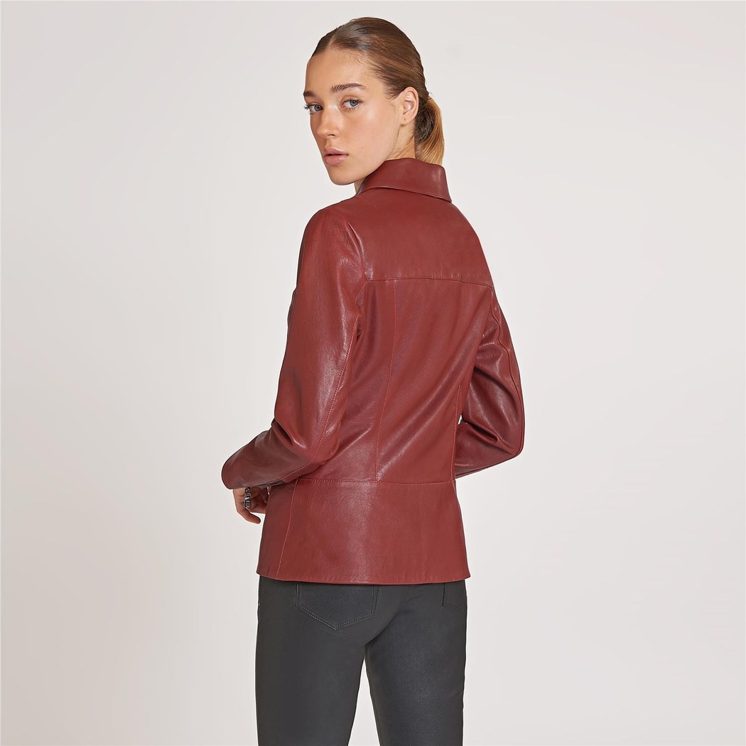 Laura Kadın Gömlek Yakalı Deri Mont