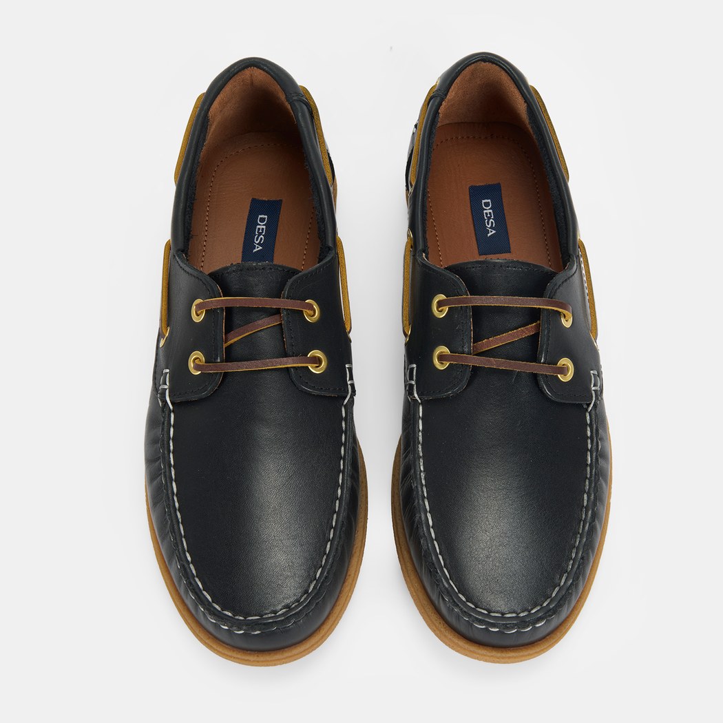 Leminna Siyah Erkek Deri Tekne Günlük Ayakkabı