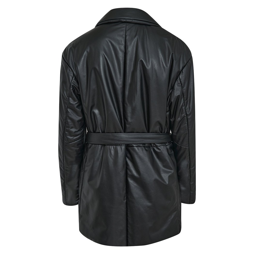 Lena Siyah Kadın Puffer Deri Kaban