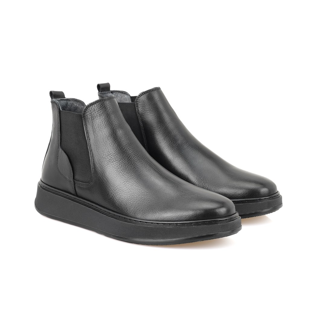 Liene Siyah Erkek Lastikli Deri Bot