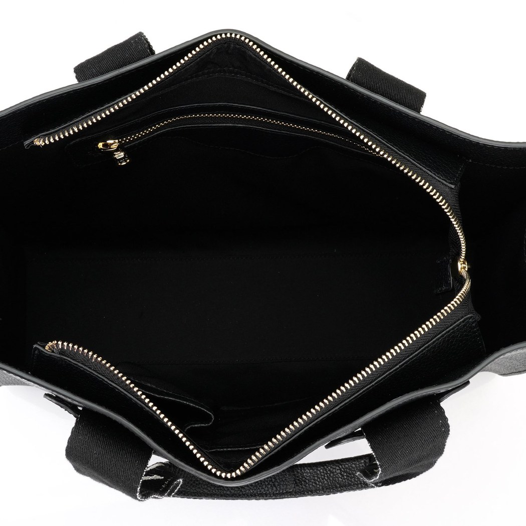 Lilie Siyah Kadın Desa Logo Askılı Deri Alışveriş Çantası