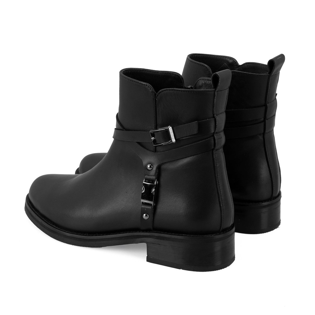 Lillia Siyah Kadın Toka Aksesuarlı Deri Bot