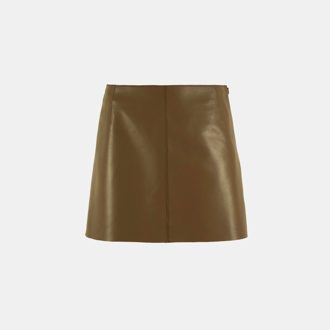 Limited Edition Kadın Kahve Kısa Deri Etek