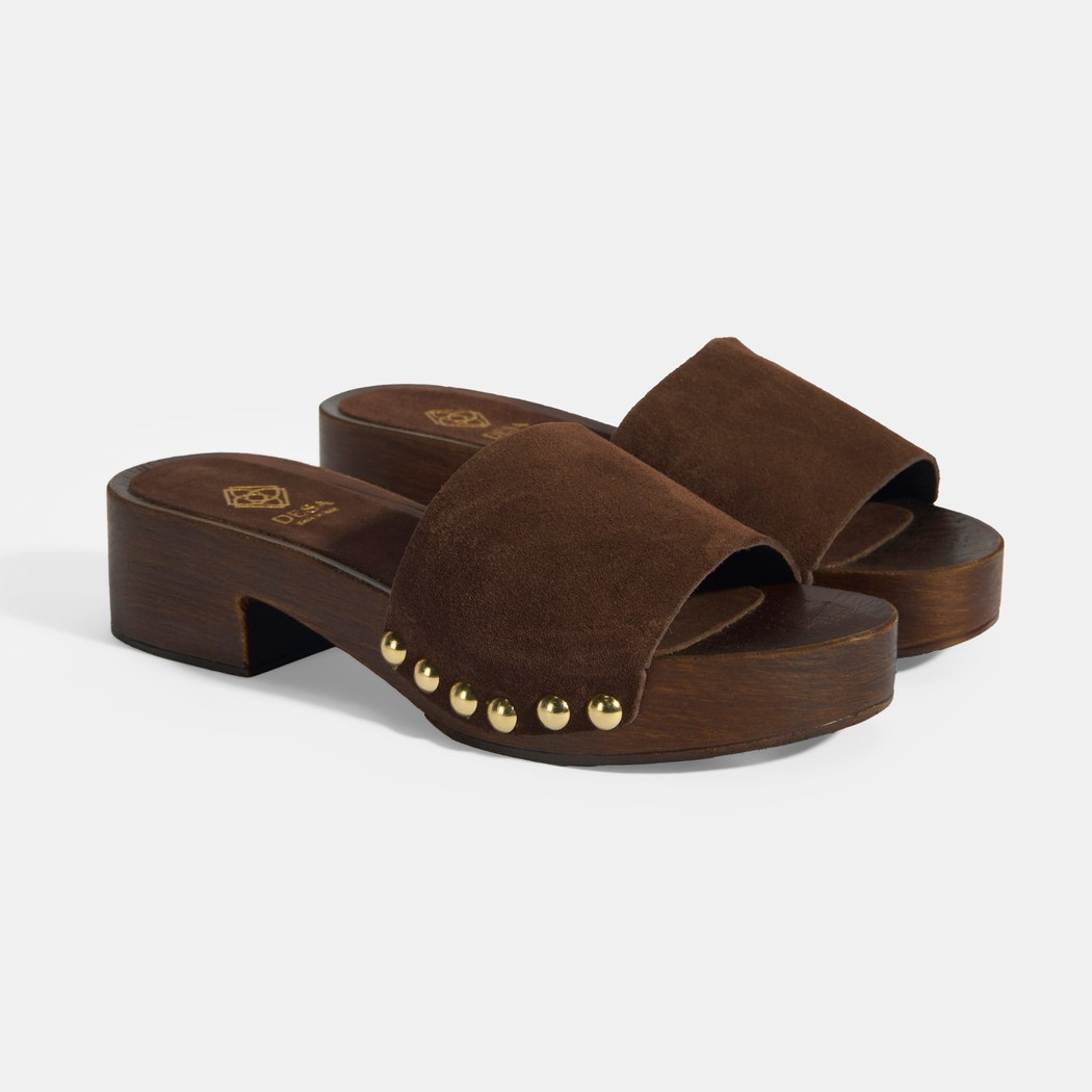 Limited Edition Kadın Koyu Kahve Süet Topuklu Terlik