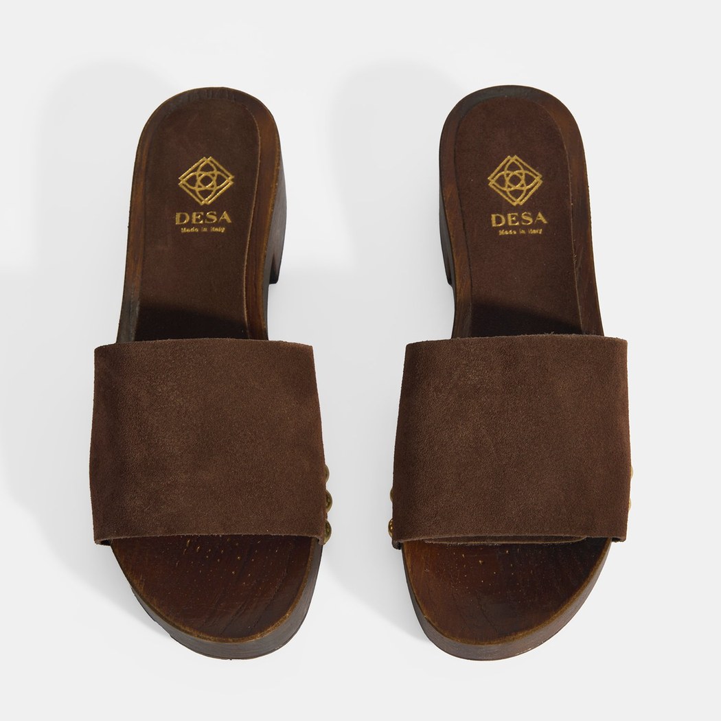 Limited Edition Kadın Koyu Kahve Süet Topuklu Terlik