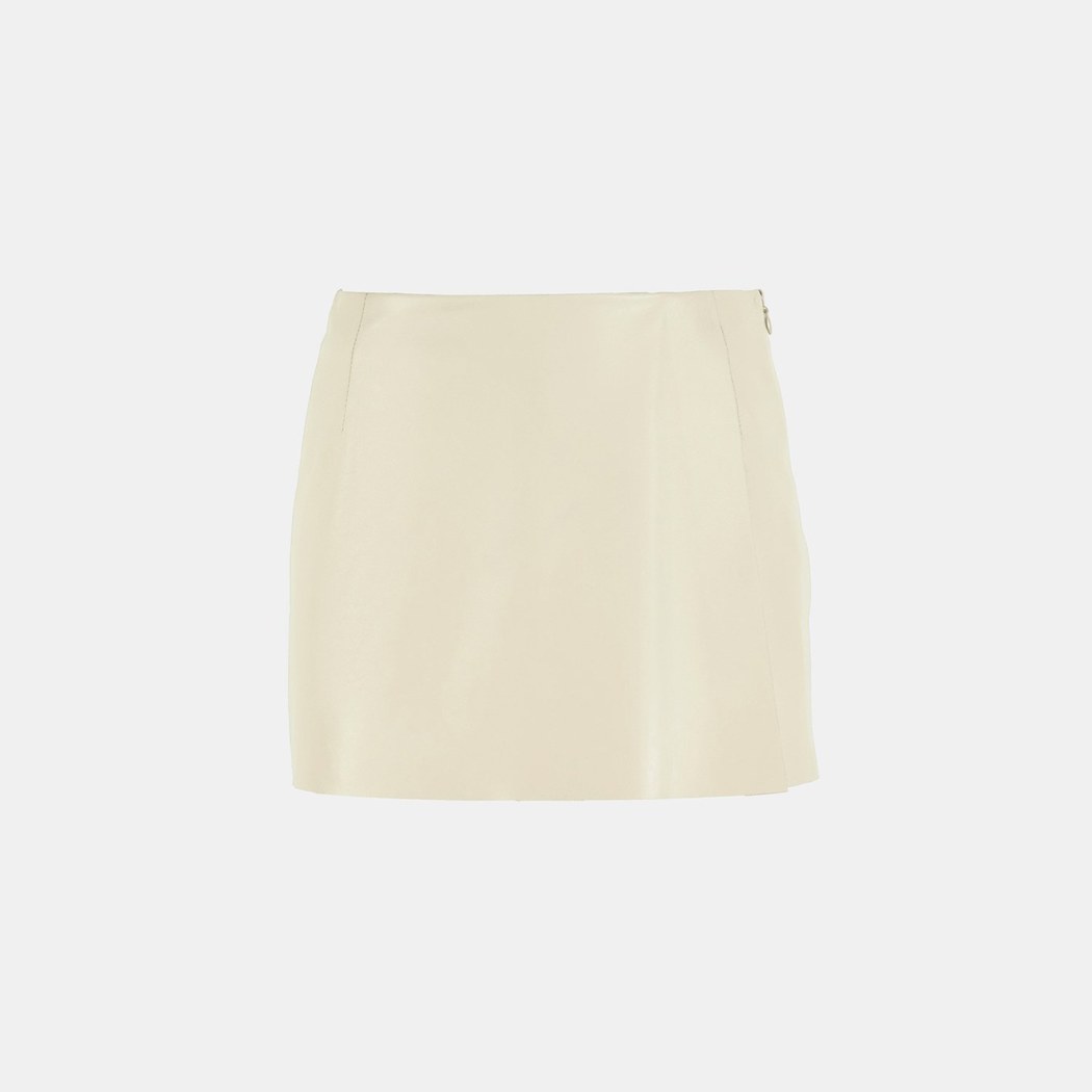 Limited Edition Kadın Krem Deri Şort Etek