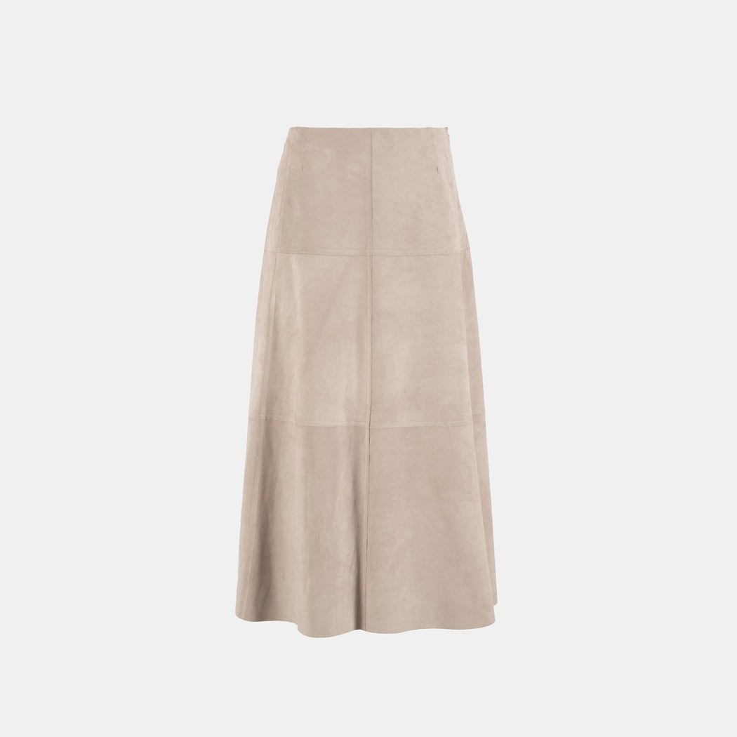 Limited Edition Kadın Pudra Uzun Süet Etek