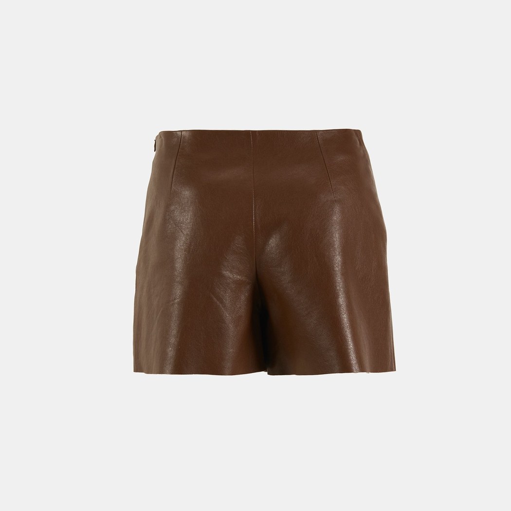 Limited Edition Kadın Taba Deri Şort Etek