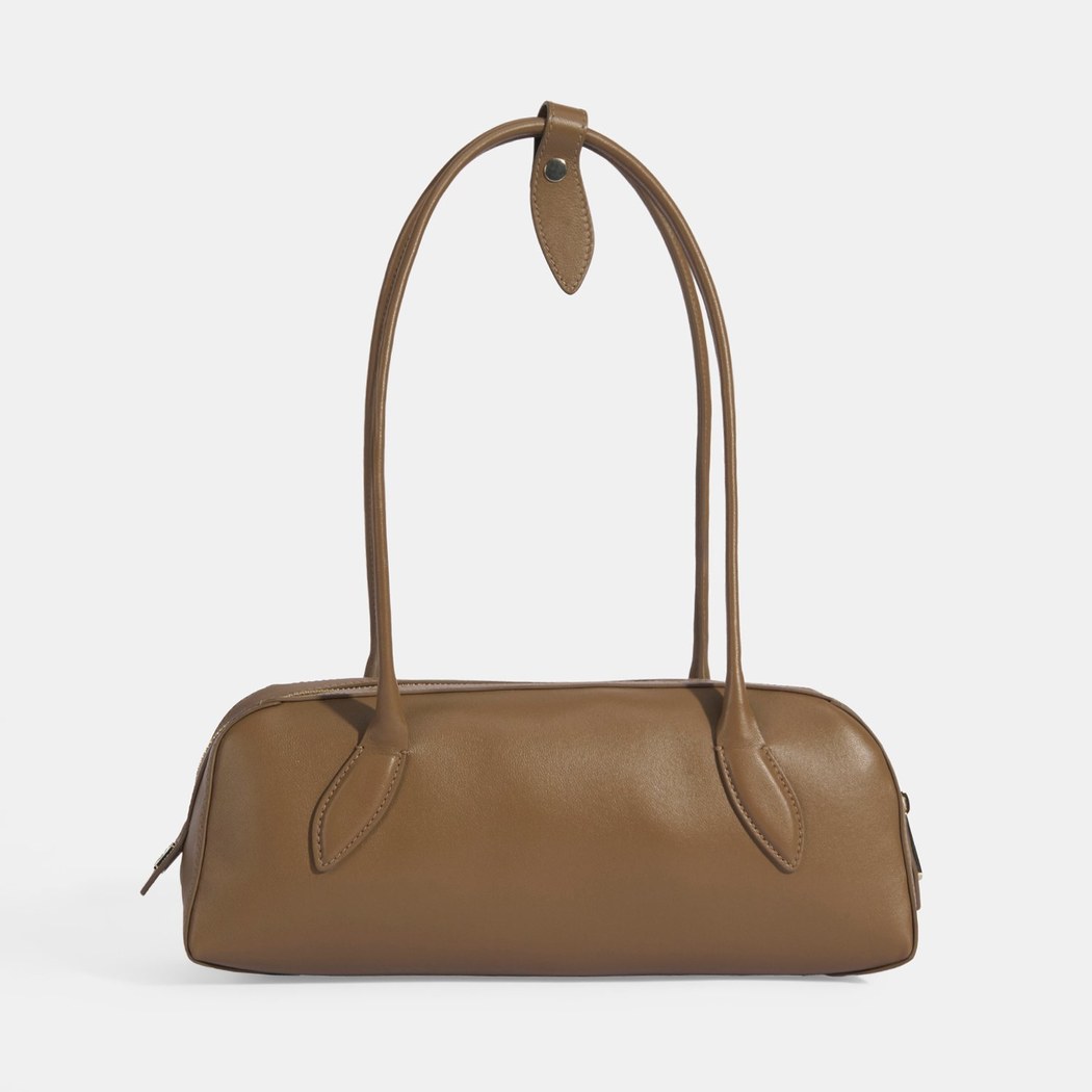 Limited Edition Kahve Kadın Yaprak Detaylı Deri Omuz Çantası